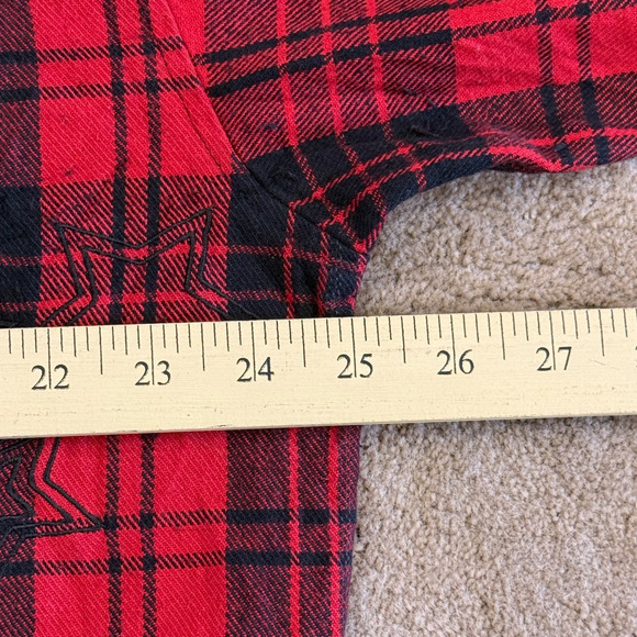 Vintage Clench Flannel Shirt Mens Large Embroidered Lumberjack Snaps Western 2XL - Picture 7 of 12